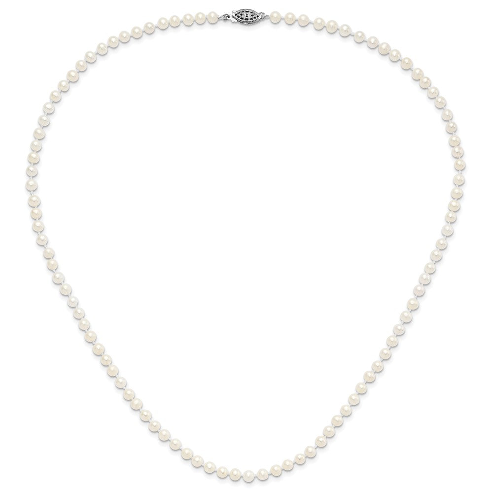 Sterling Silver Rhodium 4-5mm White Fwc Pearl Necklace