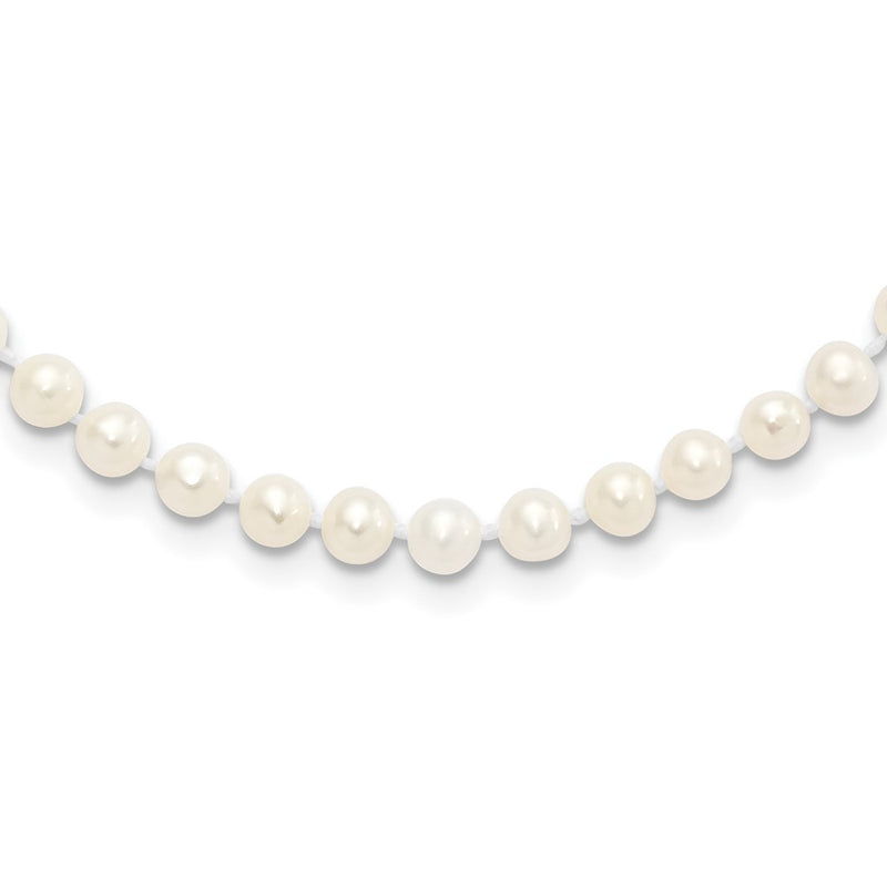 Sterling Silver Rhodium 4-5mm White Fwc Pearl Necklace