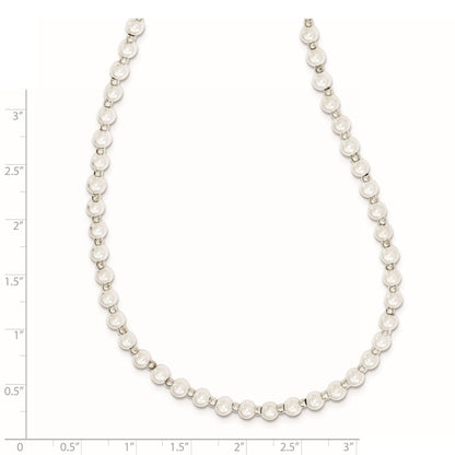 Non Metal Silver-Tone Glass Beads And 4-5mm White Imitation Shell Pearl Eyewear Holder 24 Inch Chain Necklace