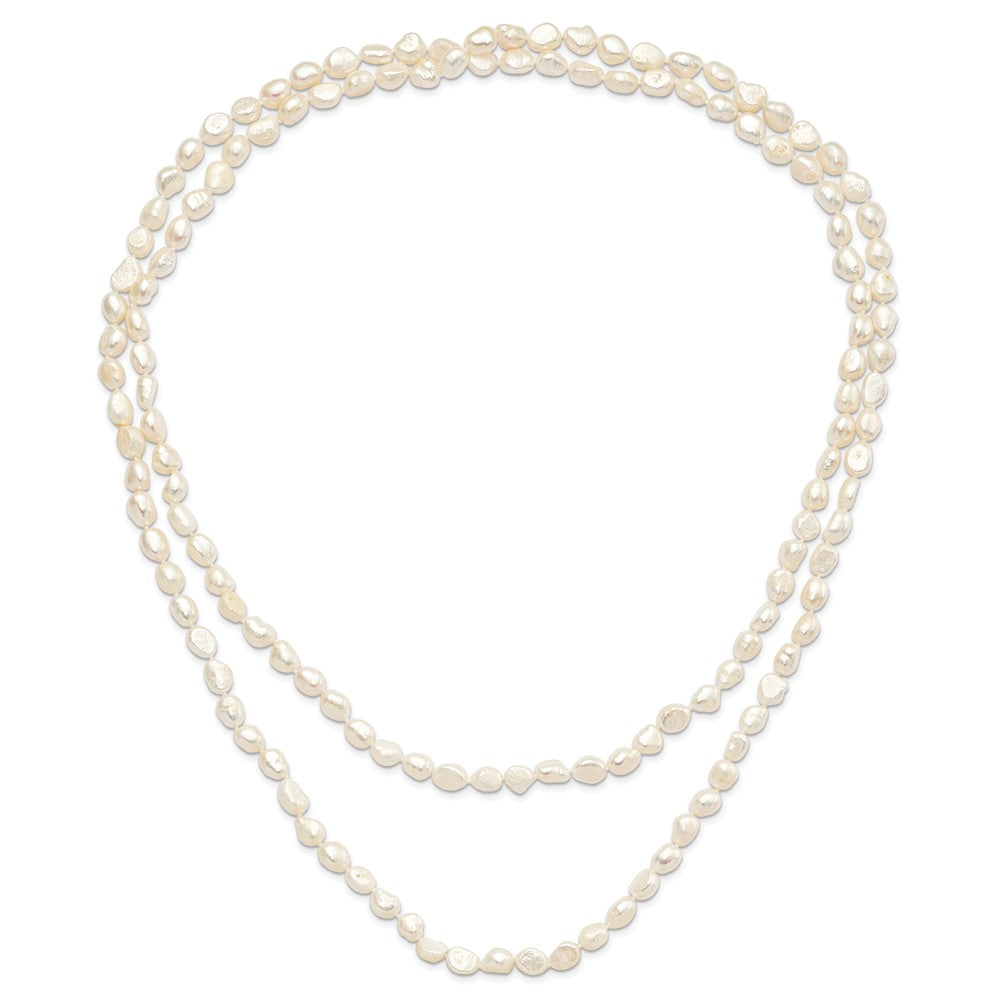 Fashion 9-10mm White Baroque Freshwater Cultured Pearl Slip-On Endless 64 Inch Necklace