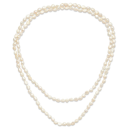 Fashion 9-10mm White Baroque Freshwater Cultured Pearl Slip-On Endless 64 Inch Necklace