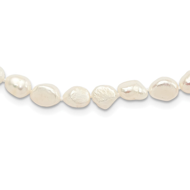 Fashion 9-10mm White Baroque Freshwater Cultured Pearl Slip-On Endless 64 Inch Necklace