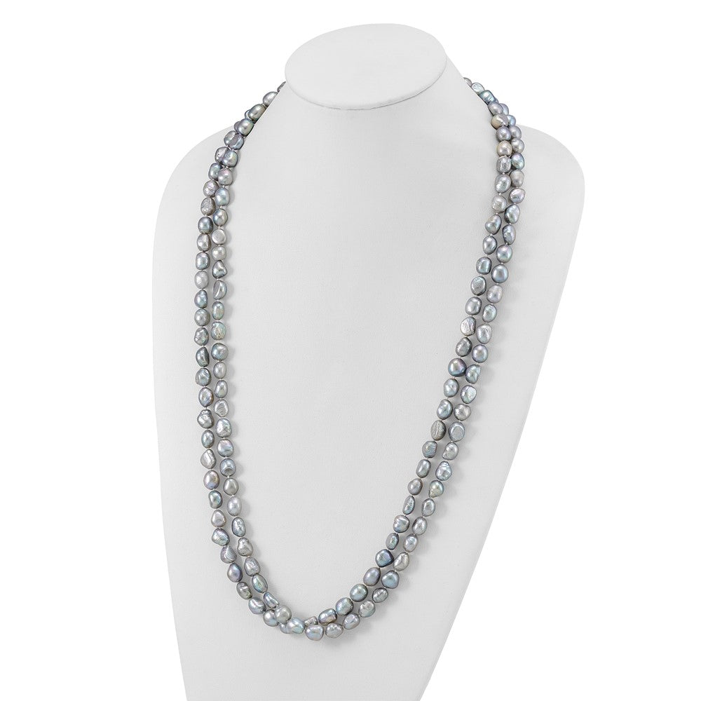Fashion 9-11mm Grey Baroque Endless Necklace
