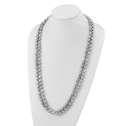 Fashion 9-11mm Grey Baroque Endless Necklace