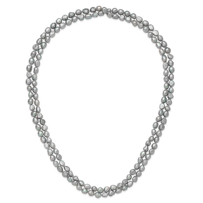 Fashion 9-11mm Grey Baroque Endless Necklace