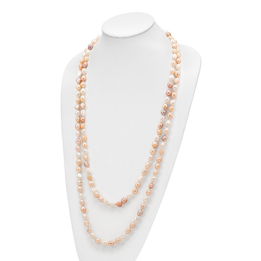 Fashion 9-11mm White/Pink/Purple Baroque Endless Necklace