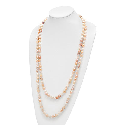 Fashion 9-11mm White/Pink/Purple Baroque Endless Necklace