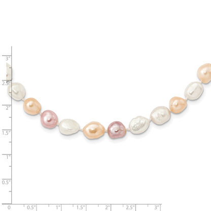 Fashion 9-11mm White/Pink/Purple Baroque Endless Necklace