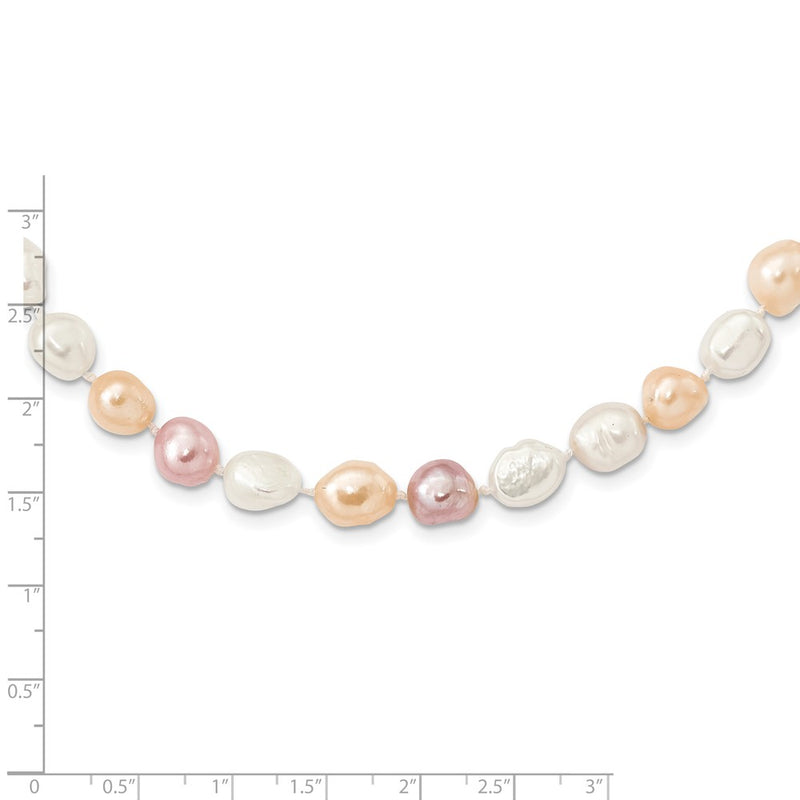 Fashion 9-11mm White/Pink/Purple Baroque Endless Necklace