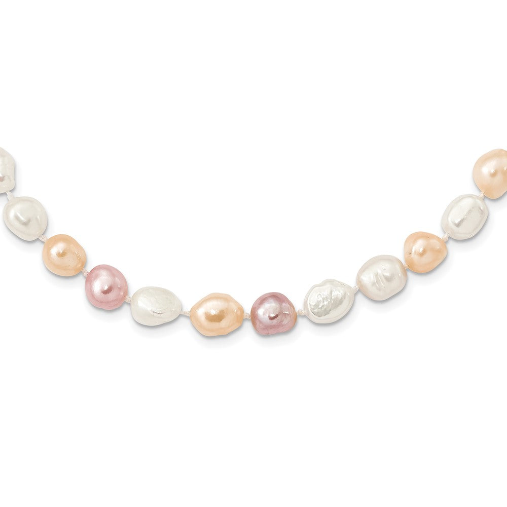 Fashion 9-11mm White/Pink/Purple Baroque Endless Necklace