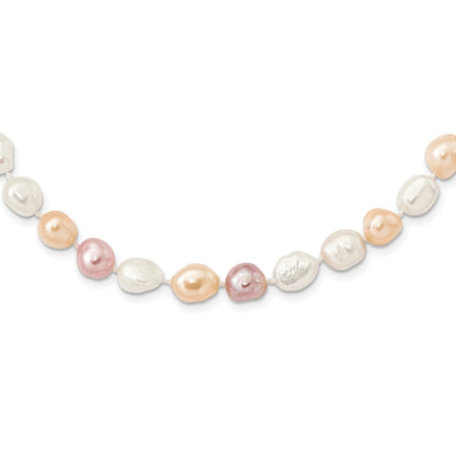Fashion 9-11mm White/Pink/Purple Baroque Endless Necklace