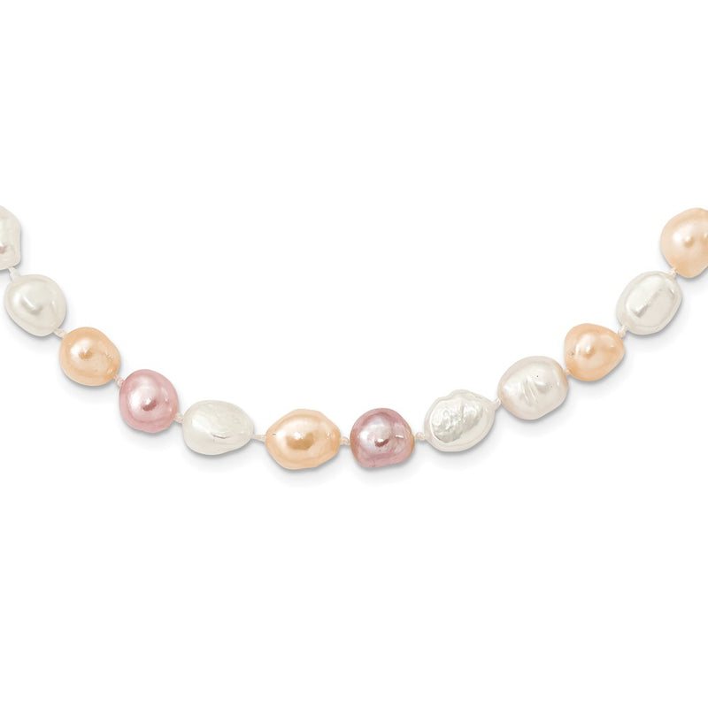 Fashion 9-11mm White/Pink/Purple Baroque Endless Necklace