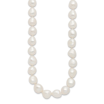 Sterling Silver Rh 11-12mm White Baroque Fwc Pearl Necklace
