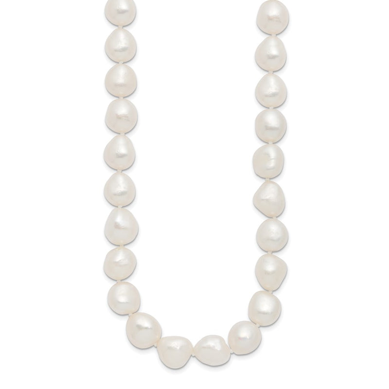 Sterling Silver Rh 11-12mm White Baroque Fwc Pearl Necklace