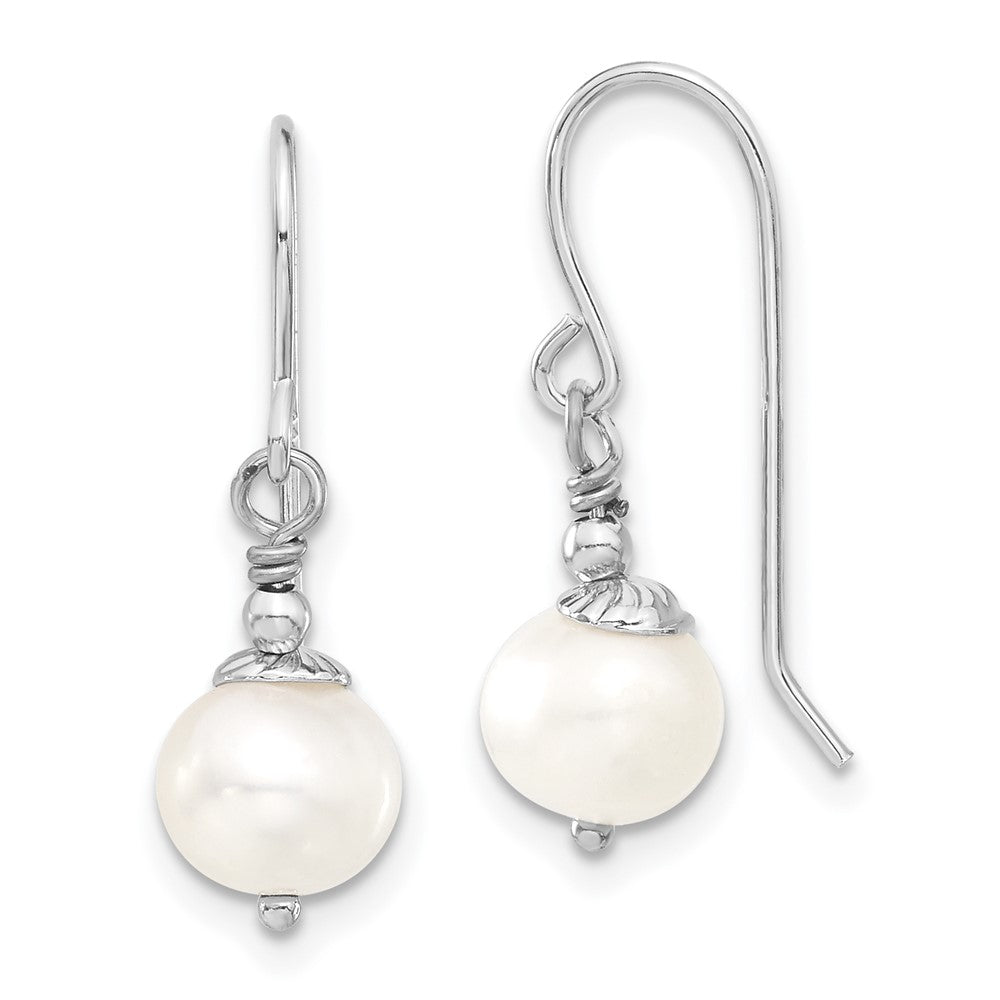 Sterling Silver Rh 7-8mm White Fwc Pearl Earring/Necklace Set