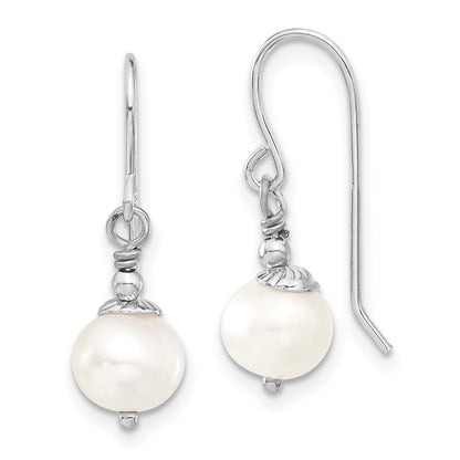 Sterling Silver Rh 7-8mm White Fwc Pearl Earring/Necklace Set