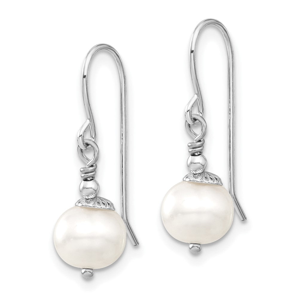 Sterling Silver Rh 7-8mm White Fwc Pearl Earring/Necklace Set