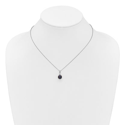 Sterling Silver Rhod Black Fwc Pearl & CZ 17in Necklace/earring Set