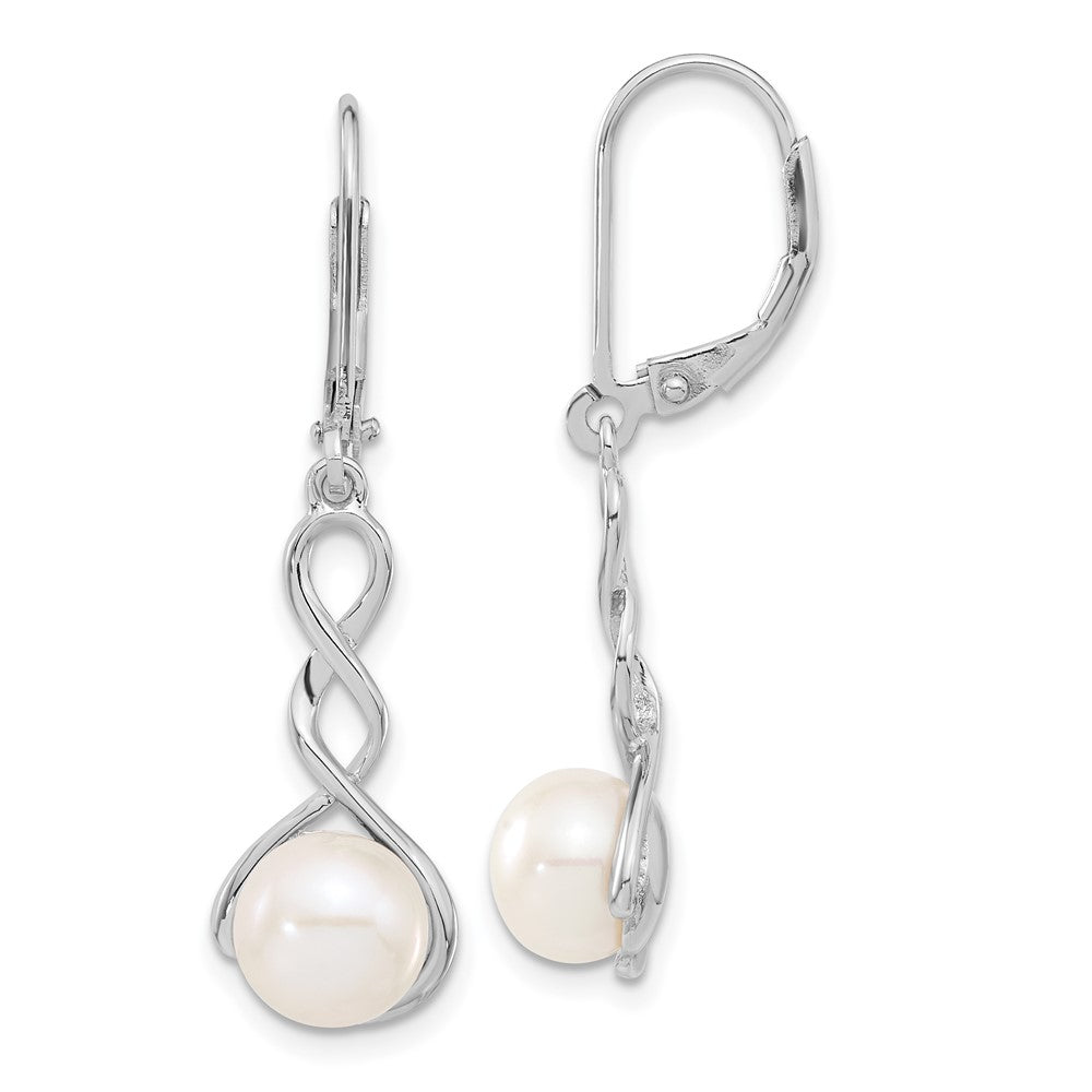 Sterling Silver Rhodium-Plated 8-9mm White Fwc Pearl Earring/Necklace Set