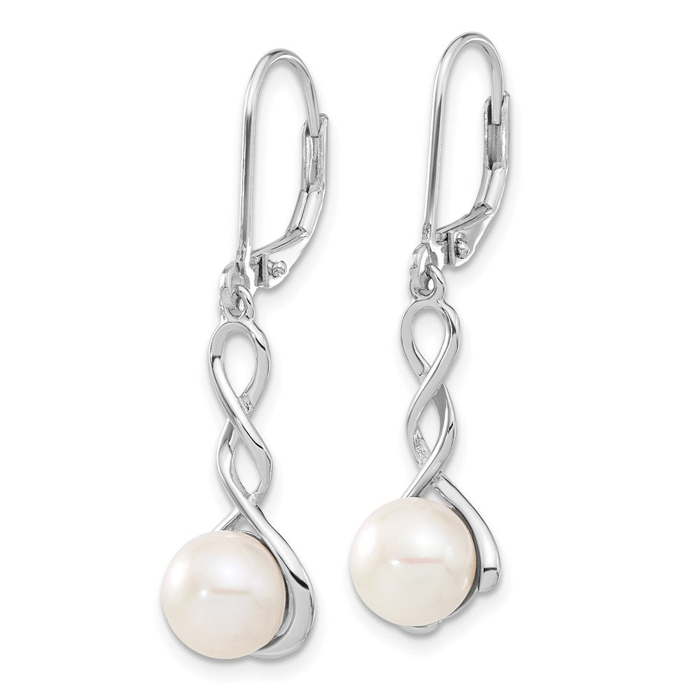 Sterling Silver Rhodium-Plated 8-9mm White Fwc Pearl Earring/Necklace Set