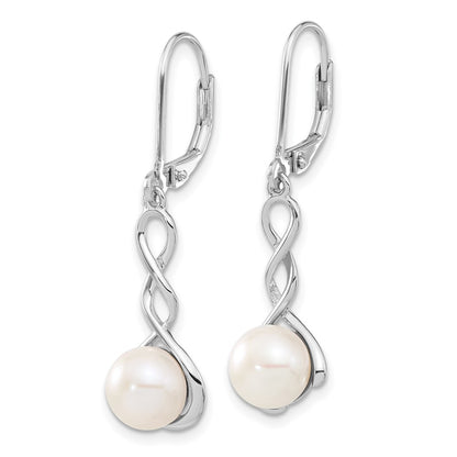 Sterling Silver Rhodium-Plated 8-9mm White Fwc Pearl Earring/Necklace Set