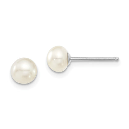 Sterling Silver Rhodium-Plated 6-7mm White Fwc Pearl Earring/Necklace Set