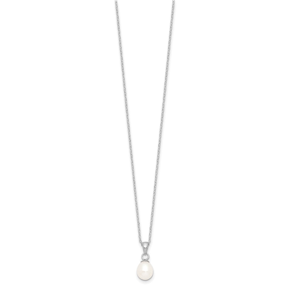 Sterling Silver Rhodium-Plated 6-7mm White Fwc Pearl Earring/Necklace Set