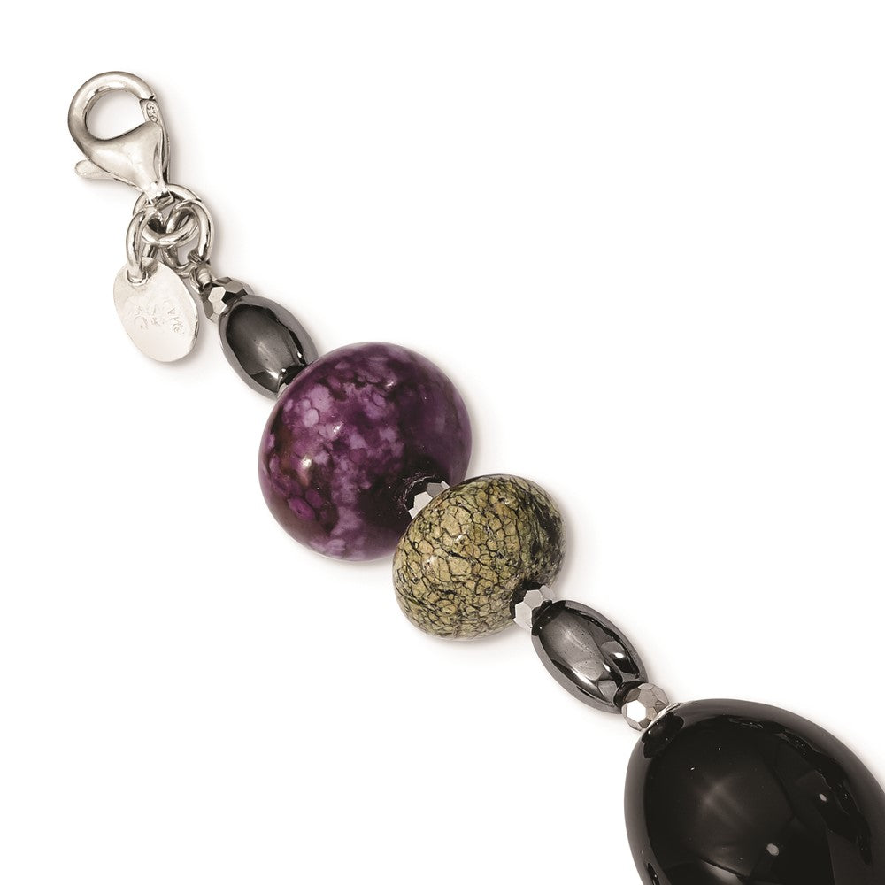 Sterling Silver Ss Blkagte/Crys/Hem/Prpl Magn./Recon.Magn./Serpen. W2Inext Necklace