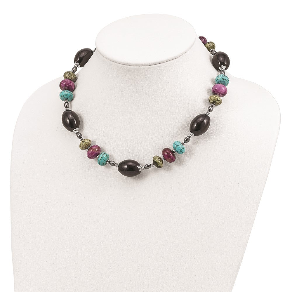 Sterling Silver Ss Blkagte/Crys/Hem/Prpl Magn./Recon.Magn./Serpen. W2Inext Necklace