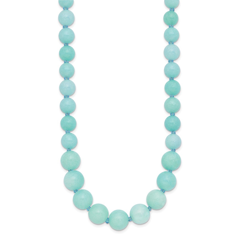 Sterling Silver Blue Glass/Blue Quartz W/2In Ext. Graduated Necklace
