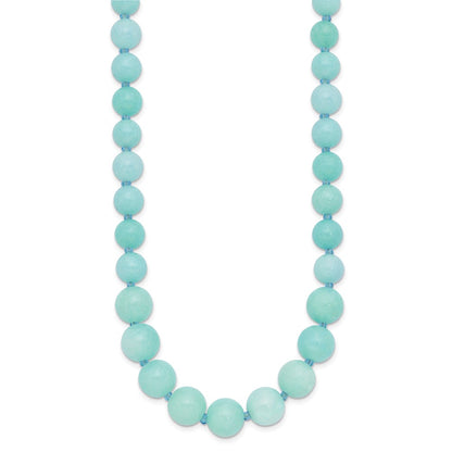 Sterling Silver Blue Glass/Blue Quartz W/2In Ext. Graduated Necklace