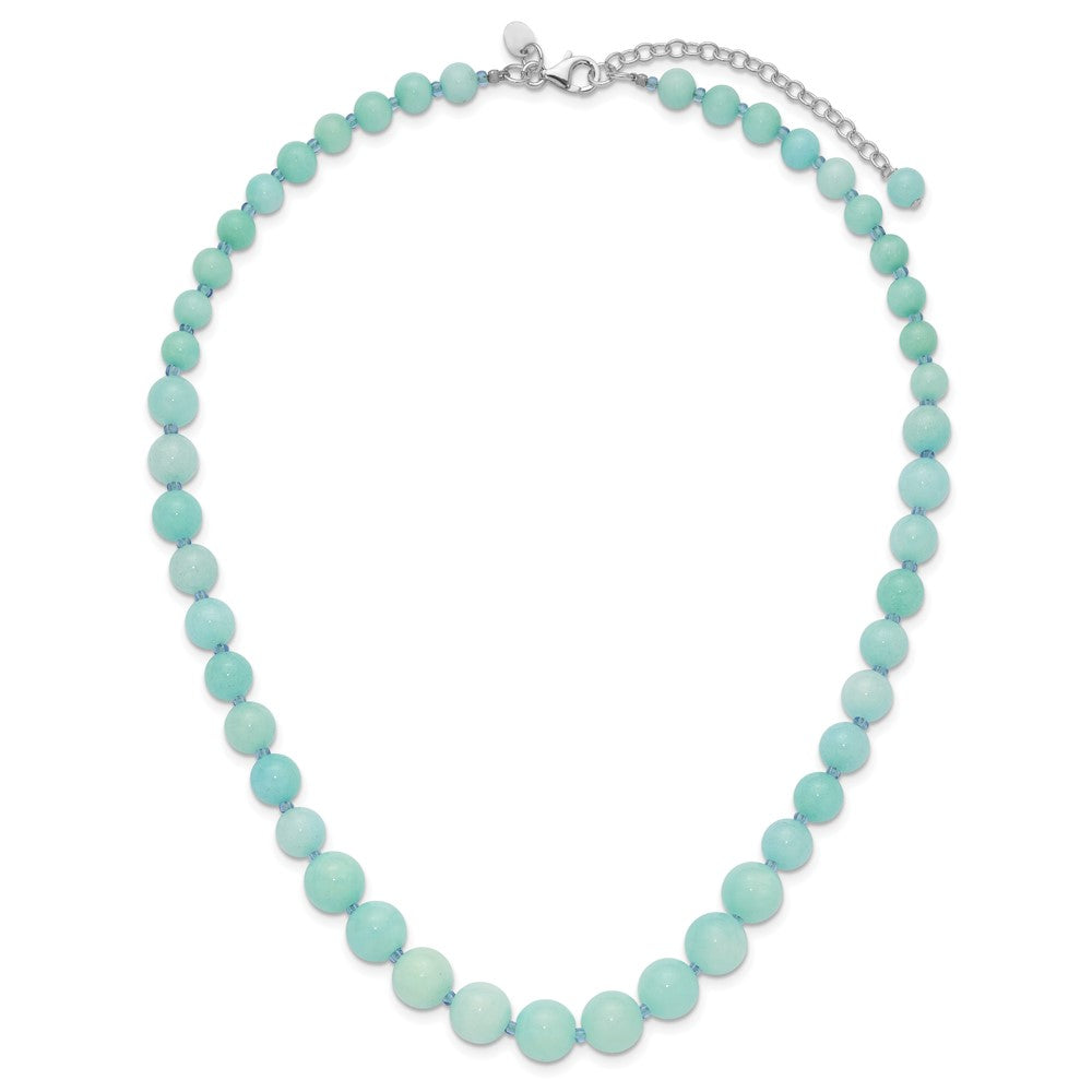 Sterling Silver Blue Glass/Blue Quartz W/2In Ext. Graduated Necklace