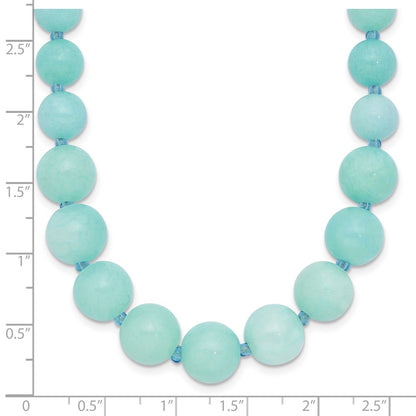 Sterling Silver Blue Glass/Blue Quartz W/2In Ext. Graduated Necklace