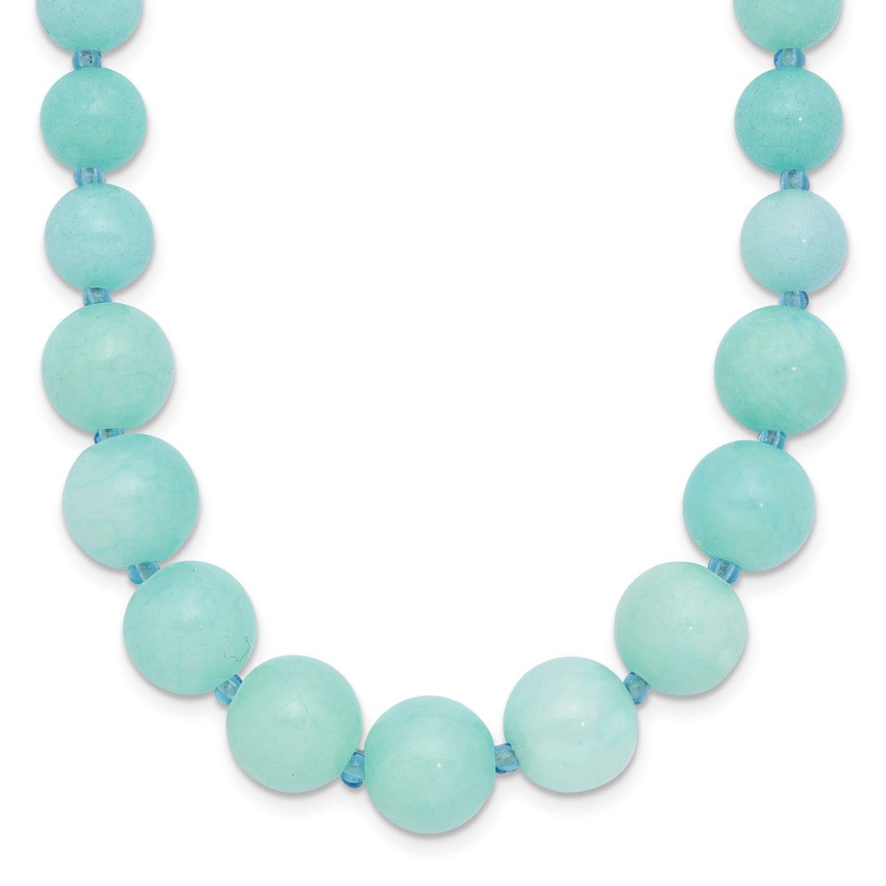 Sterling Silver Blue Glass/Blue Quartz W/2In Ext. Graduated Necklace