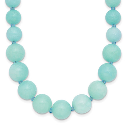 Sterling Silver Blue Glass/Blue Quartz W/2In Ext. Graduated Necklace