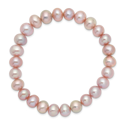 Fashion 8-9mm Pink Near-Round Freshwater Cultured Pearl Stretch Bracelet