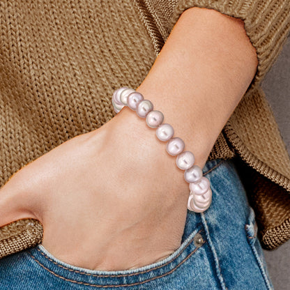 Fashion 8-9mm Pink Near-Round Freshwater Cultured Pearl Stretch Bracelet