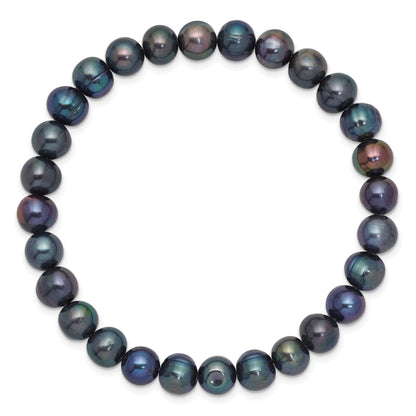 Fashion 6-7mm Black Freshwater Cultured Pearl Stretch Bracelet