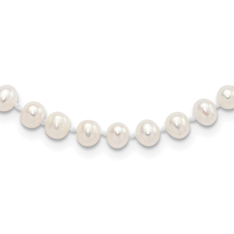 Sterling Silver Madi K Rhodium-Plated 5-6mm Semi-Round Freshwater Cultured Pearl W/ 2 Inch Extension Children'S Necklace