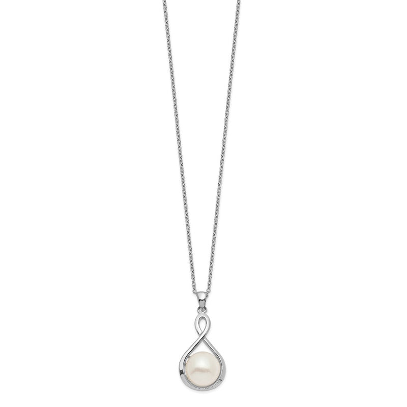 Sterling Silver Rhod-Plat 10-11mm White Fwc Pearl Necklace