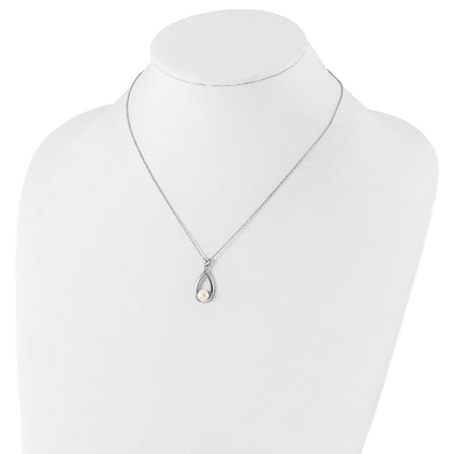 Sterling Silver Rhodium-Plated 6-7mm White Button Fwc Pearl Necklace
