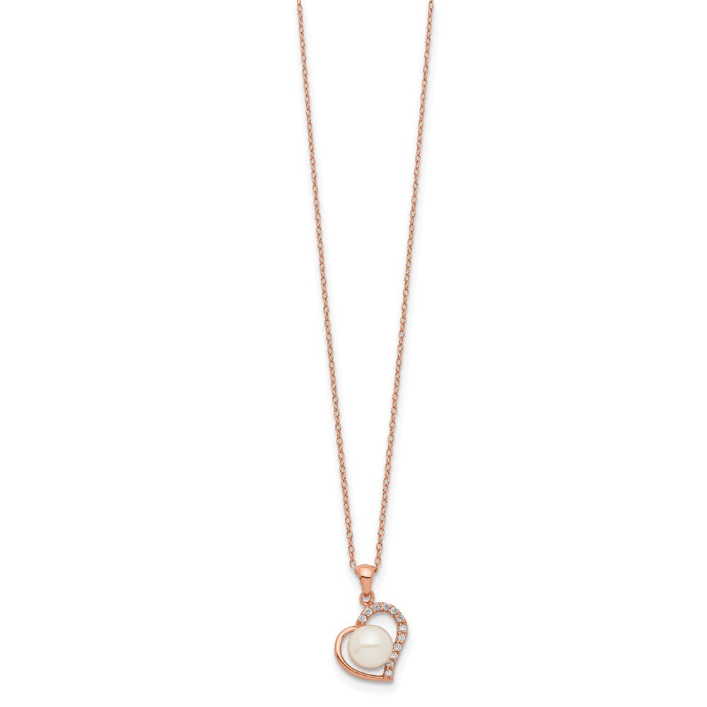 Ss/Gold Plated Sterling Silver Rose-Tone 18K Flash-Pl 7-8mm Button Fwc Pearl Necklace