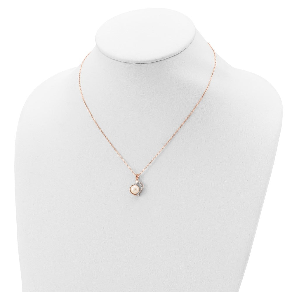 Ss/Gold Plated Sterling Silver Rose-Tone 18K Flash-Pl 7-8mm Button Fwc Pearl Necklace