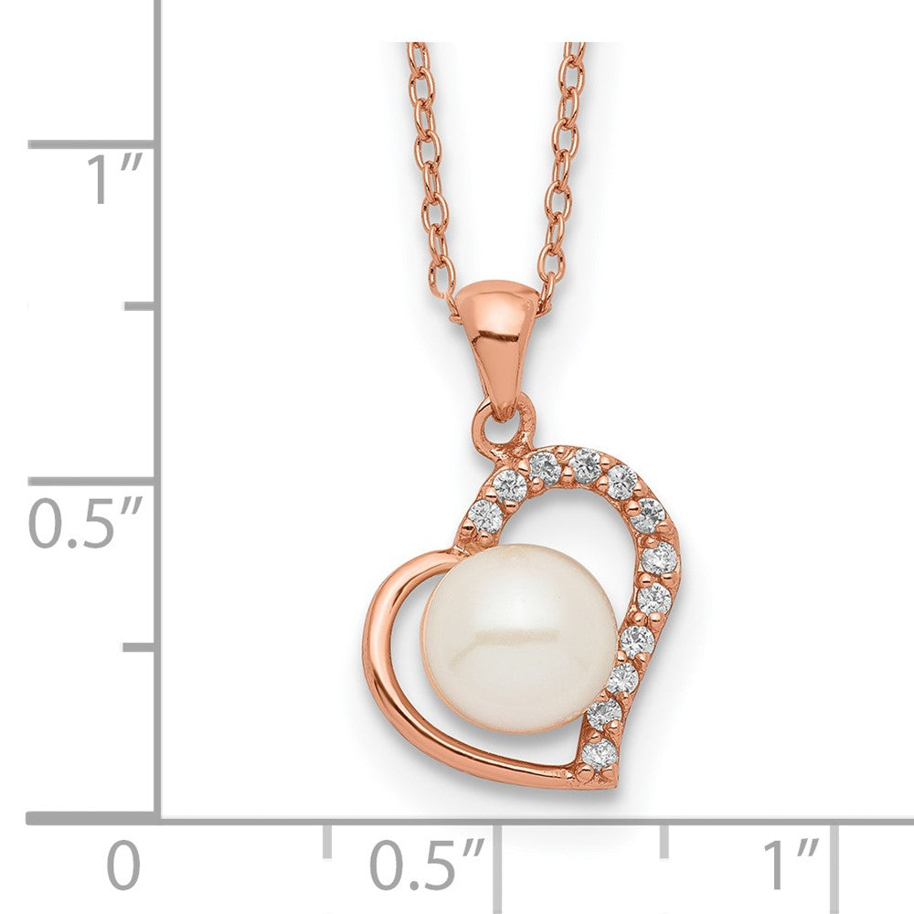 Ss/Gold Plated Sterling Silver Rose-Tone 18K Flash-Pl 7-8mm Button Fwc Pearl Necklace