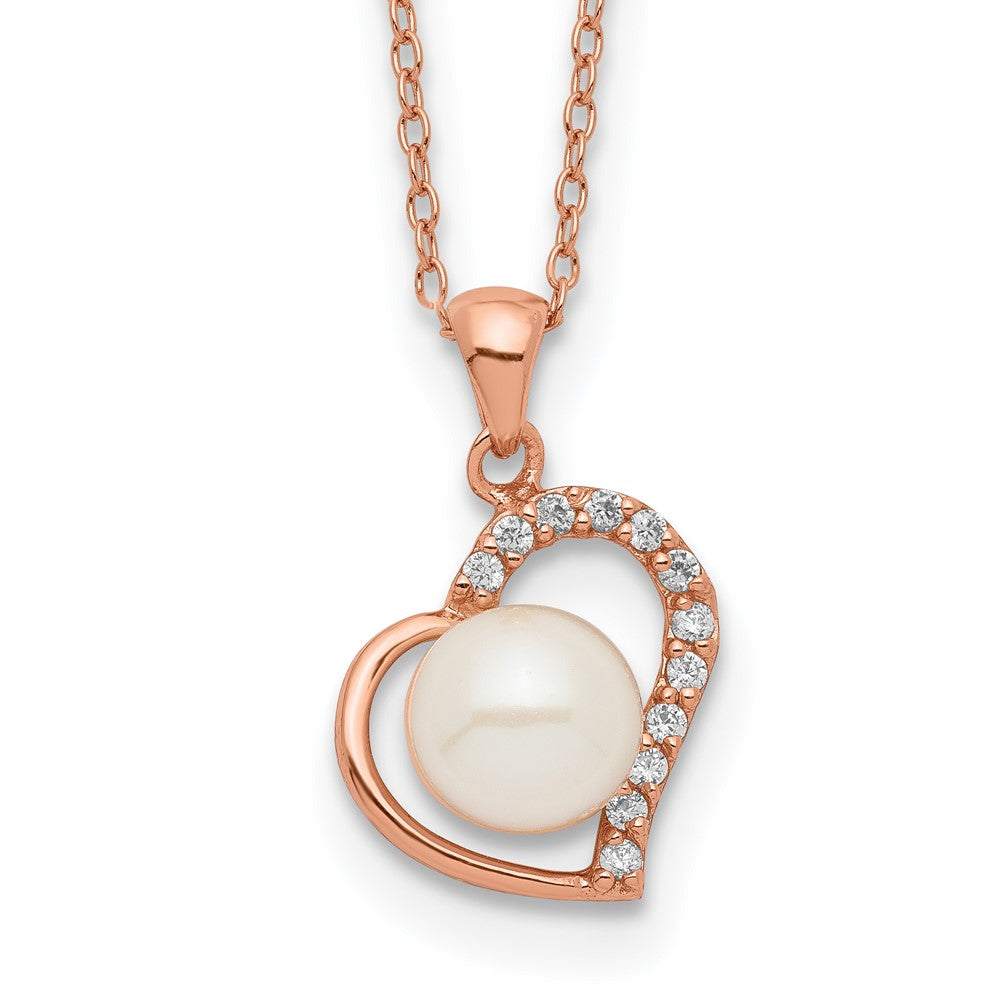 Ss/Gold Plated Sterling Silver Rose-Tone 18K Flash-Pl 7-8mm Button Fwc Pearl Necklace