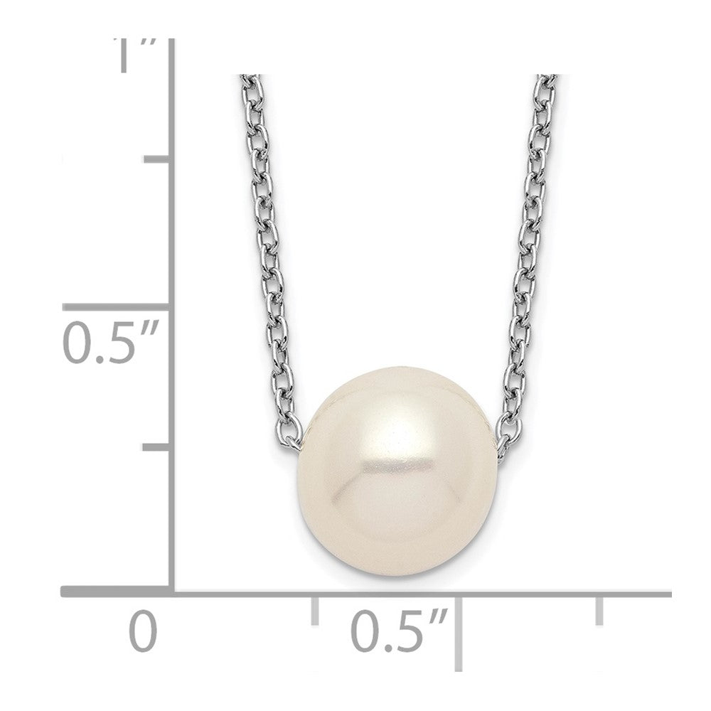 Sterling Silver Rhodium-Plated 9-10mm White Near Round Fwc Pearl Necklace