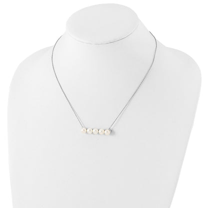 Sterling Silver Rhodium-Plated 7-8mm White Button Fwc Pearl Necklace
