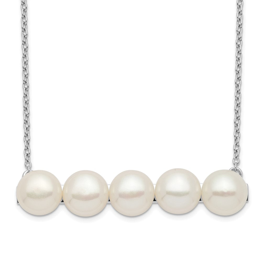 Sterling Silver Rhodium-Plated 7-8mm White Button Fwc Pearl Necklace