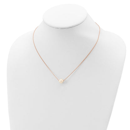 Ss/Gold Plated Sterling Silver Rose-Tone 18K Flash-Pl 8-9mm White Fwc Pearl Necklace