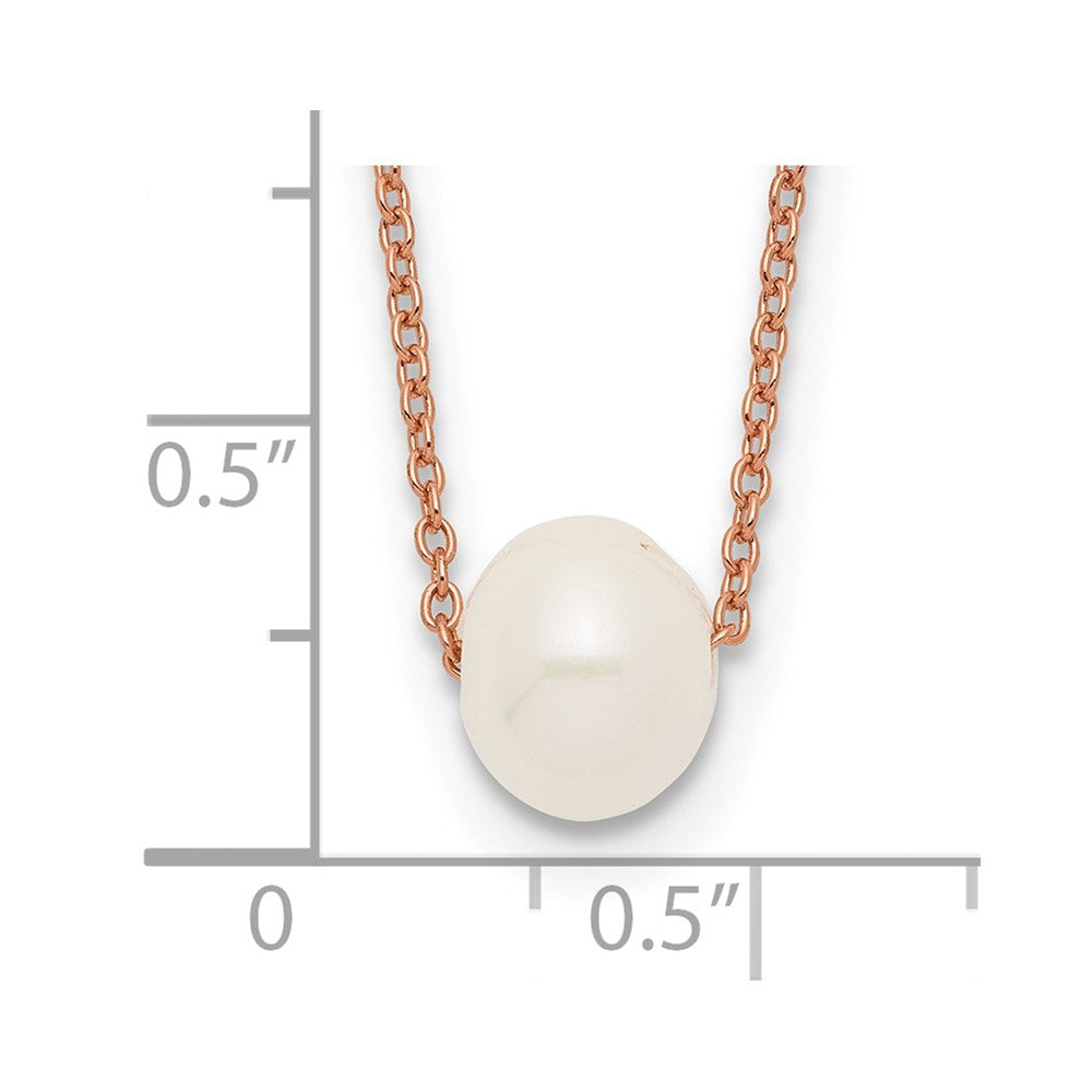 Ss/Gold Plated Sterling Silver Rose-Tone 18K Flash-Pl 8-9mm White Fwc Pearl Necklace
